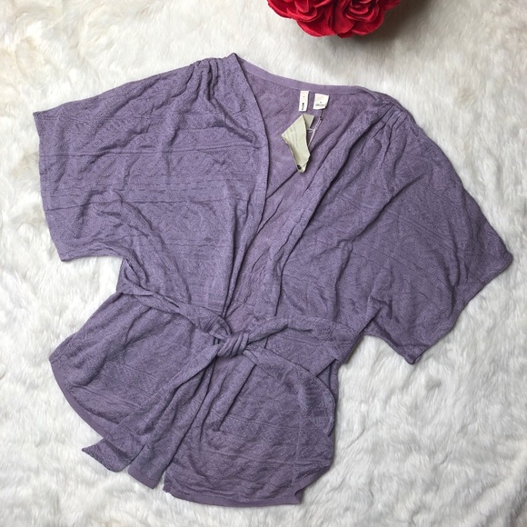Anthropologie Tops - Anthropologie Moth Purple Tie Front Kimono